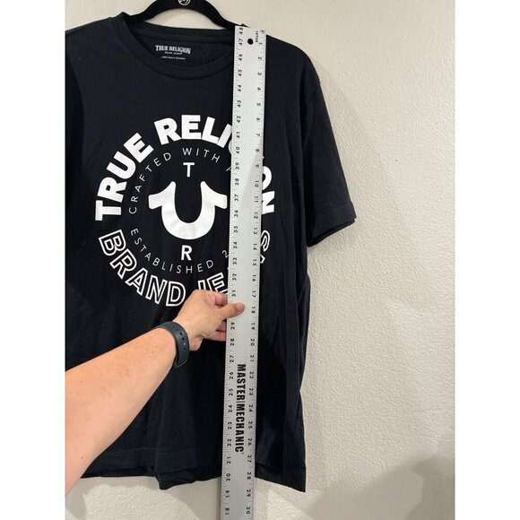 True Religion Shirt men’s solid Black crew neck  Size Large 100% Cotton logo - Picture 4 of 6